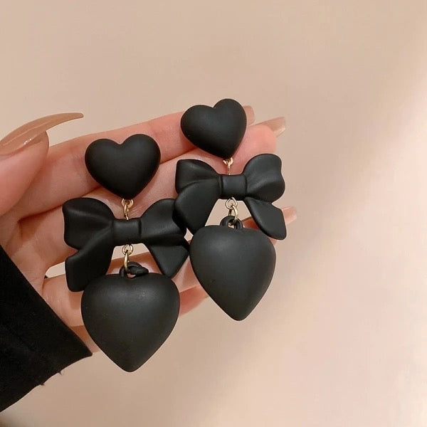 Matted Black Stainless Steel Earrings