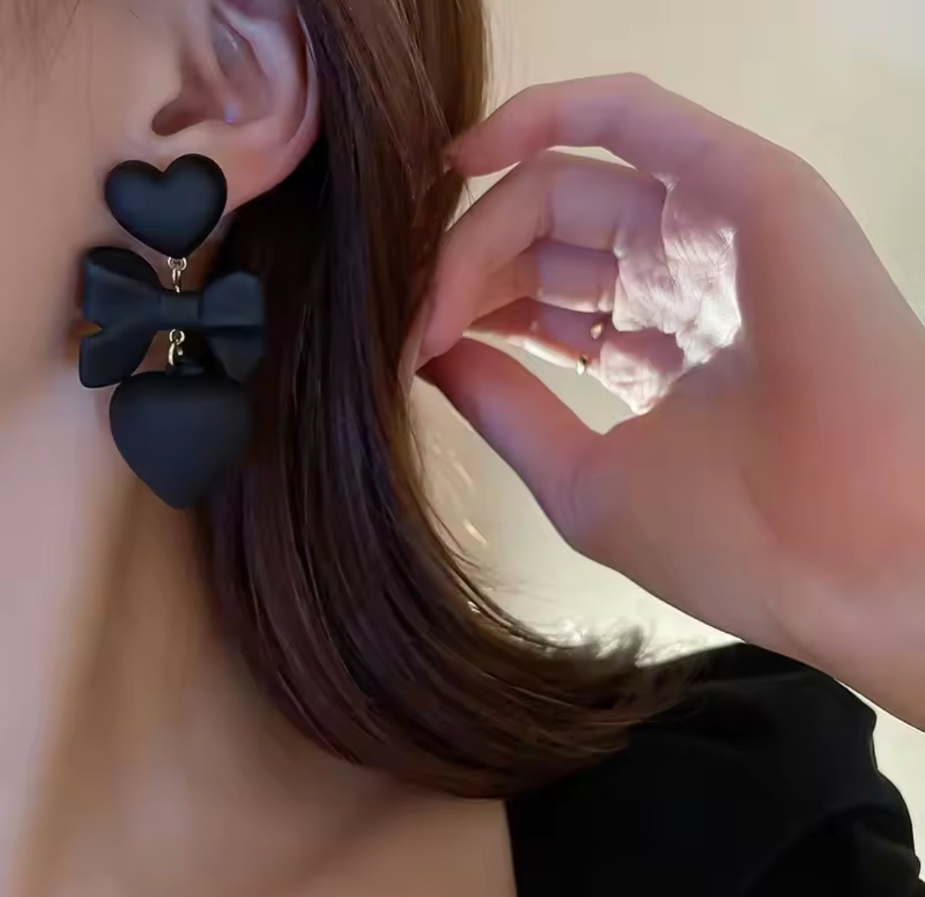 Matted Black Stainless Steel Earrings