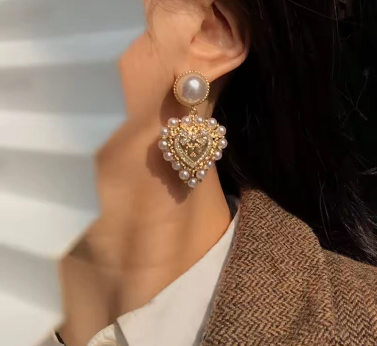 Vintage Heart Stainless Steel Earrings