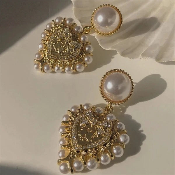 Vintage Heart Stainless Steel Earrings