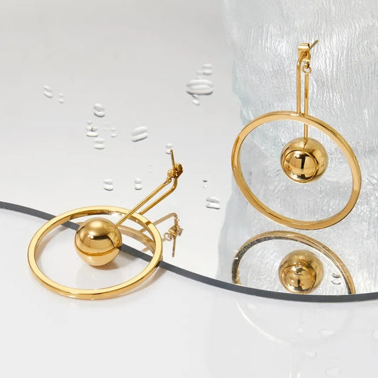 Circling Dot Stainless Steel Earrings