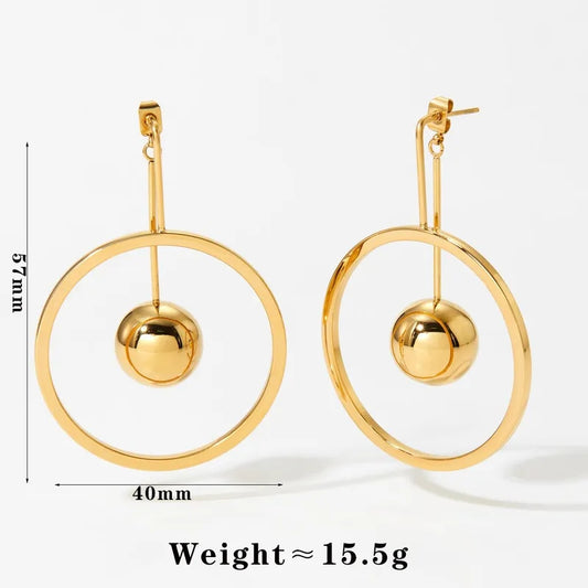 Circling Dot Stainless Steel Earrings