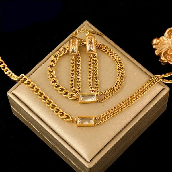 Cena Non-Tarnish Water Resistant Necklace Set
