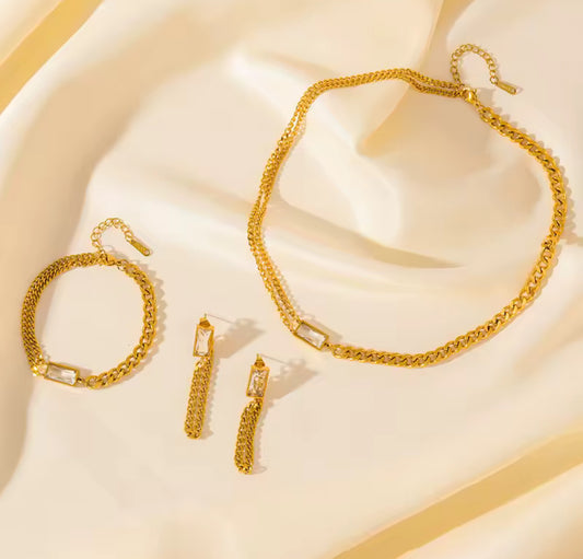 Cena Non-Tarnish Water Resistant Necklace Set