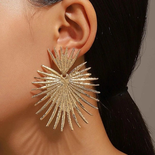 Fan-Shaped Stainless Steel Earrings