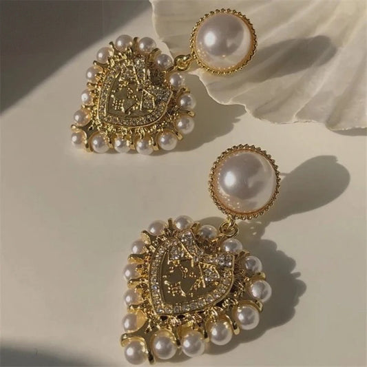 Vintage Heart Stainless Steel Earrings