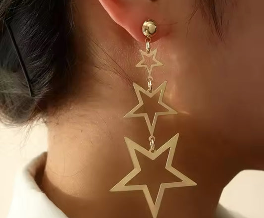 Three Star Stainless Steel Earrings