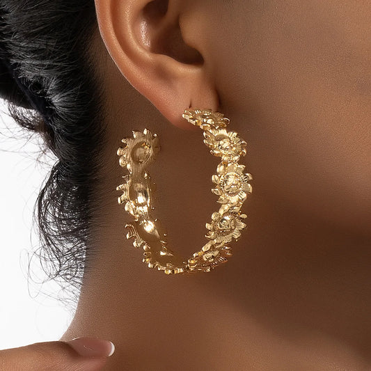 Floral Tracy Hoop Stainless-Steel Earrings